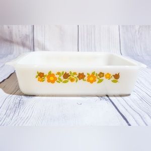 Anchor Hocking Fire King Gingham Flowers Plaid Casserole Baking Dish 8 inch